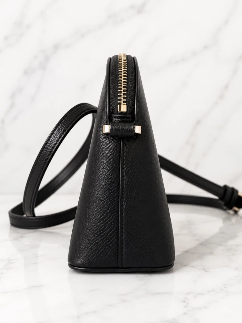 NWOT Kate Spade Peggy Dome Crossbody Black Pebbled Leather Gold Hardware